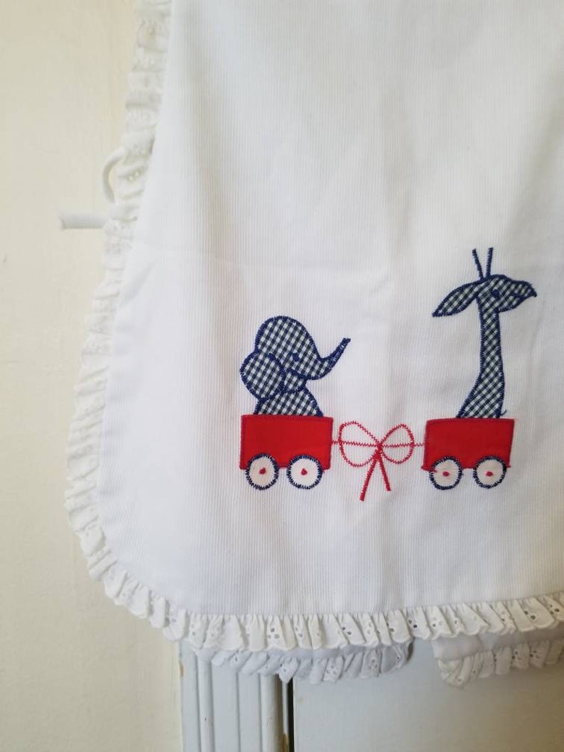 Sale Vintage Apron Pinafore / Embroidered Circus Train Dress / Open Sides Pinafore / 60s 70s Girl Fashion / Tunic Apron image 3