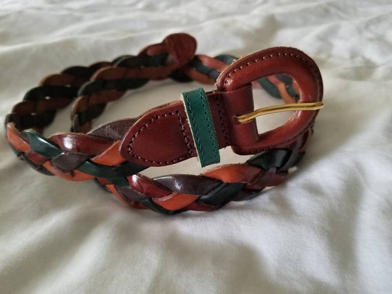 Sale Vintage braided belt genuine leather multi c… - image 10