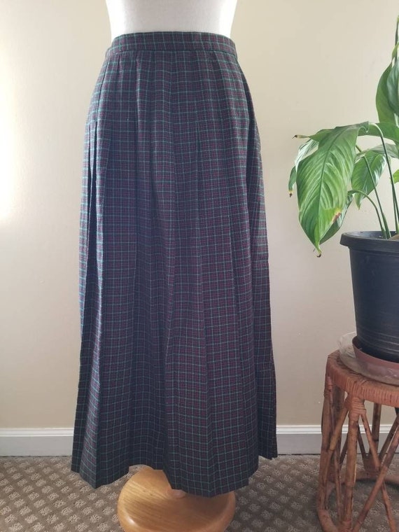 Sale Vintage plaid skirt Susan Bristol 10 red gre… - image 1