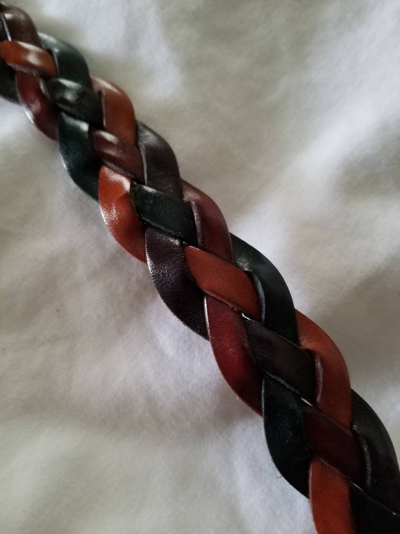 Sale Vintage braided belt genuine leather multi c… - image 6