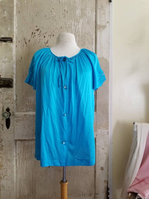 Sale Vintage pajama set Lorraine large blue two p… - image 3