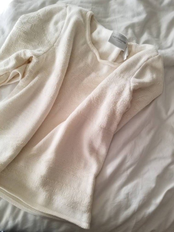 Sale Vintage white sweater Liz Claiborne large sh… - image 7
