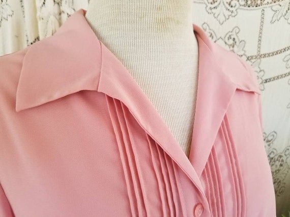 Sale Vintage blouse pink long sleeves straight co… - image 5