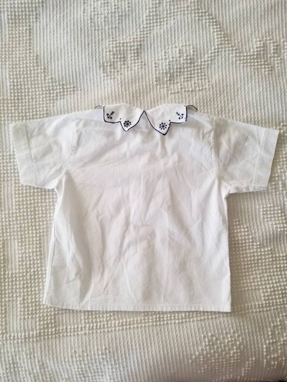 Sale Vintage sailor shirt, embroidered, white, sh… - image 6