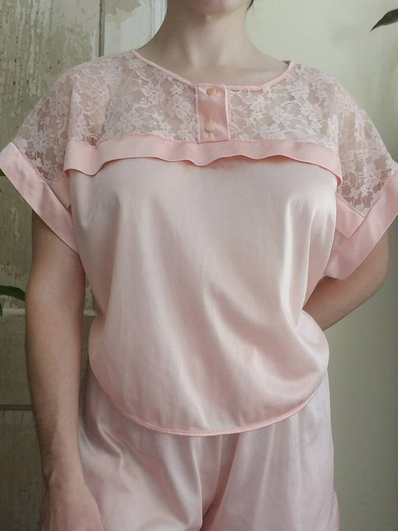 Sale Vintage Pink Pajama Set Jill Andrea Medium /… - image 3