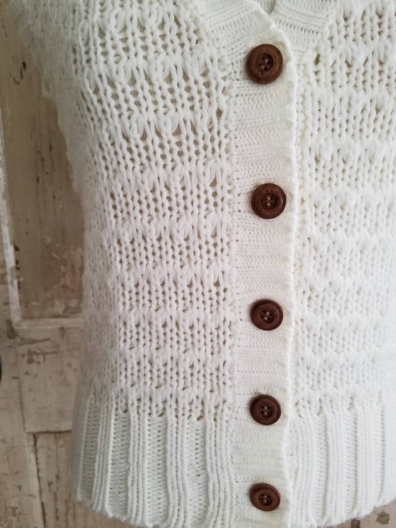 Sale Vintage White Knit Sweater Vest / Majestic K… - image 3