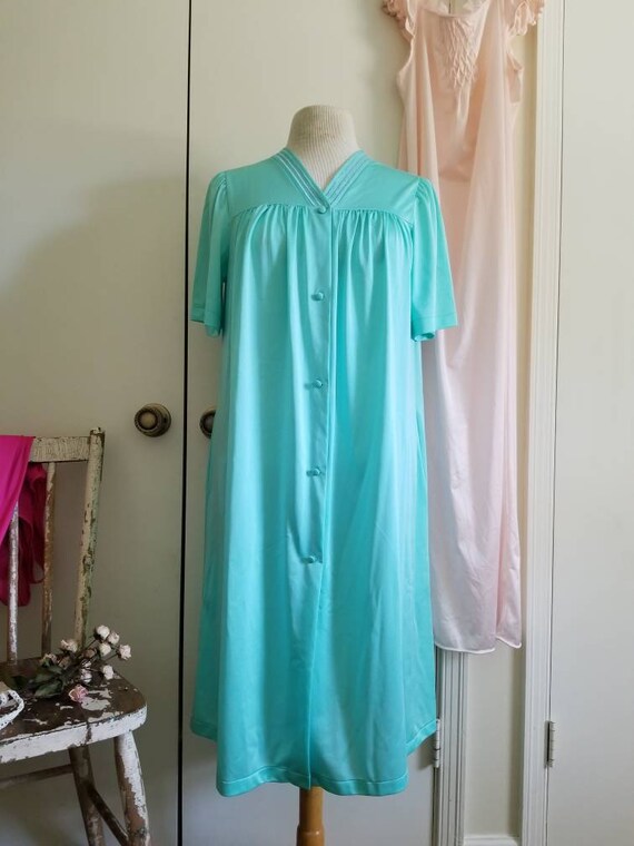 Sale Vintage Shadowline Green Dress Robe Large - image 2