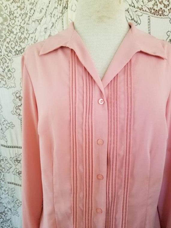 Sale Vintage blouse pink long sleeves straight co… - image 4