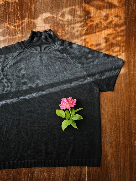 Vintage shirt, Talbots petite small black short s… - image 1