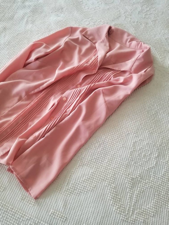 Sale Vintage blouse pink long sleeves straight co… - image 10