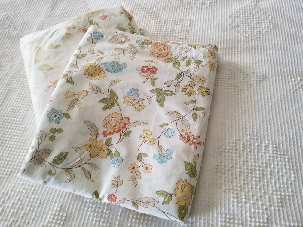 Vintage Full Floral Sheet Set / Perma-prest / Sears / Flat / | Etsy