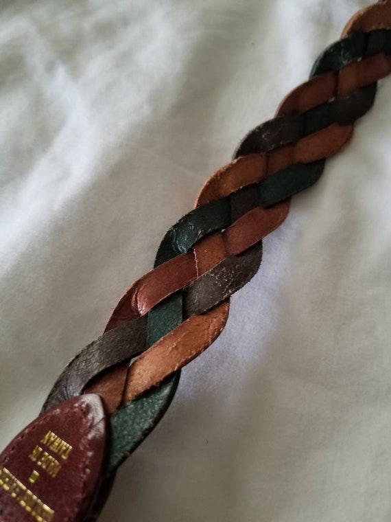 Sale Vintage braided belt genuine leather multi c… - image 8