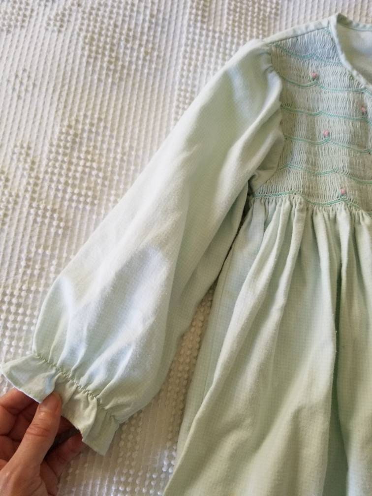 Vintage Smocked Dress Toddler Girl Long Sleeves Mint Green - Etsy