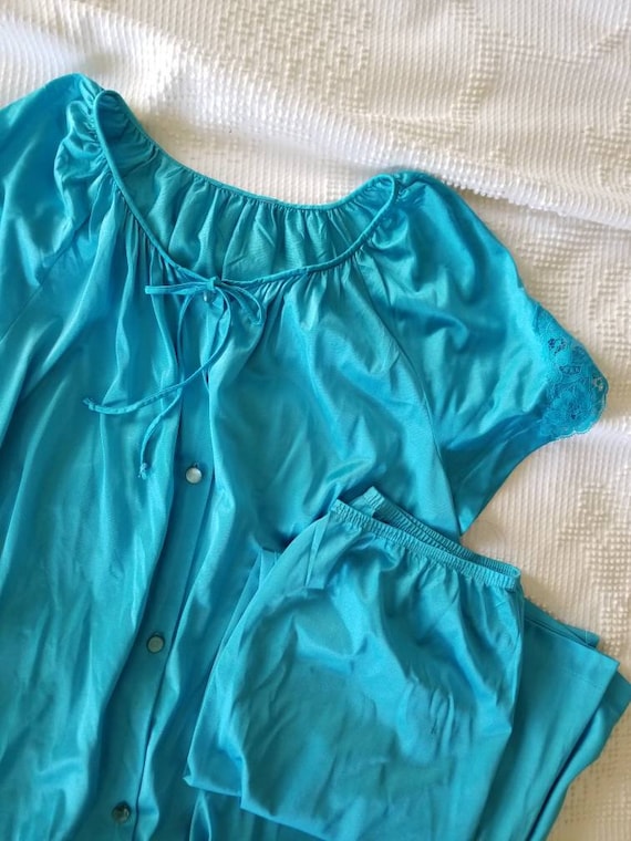Vintage Blue Pajama Set / Lorraine Lingerie / Vint
