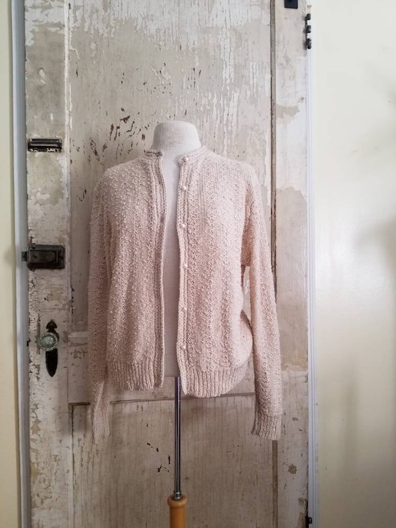 Sale Vintage Beige Knit Cardigan / Ms Sport / XL … - image 1