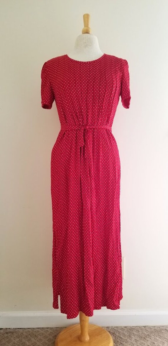 red polka dot maxi dress