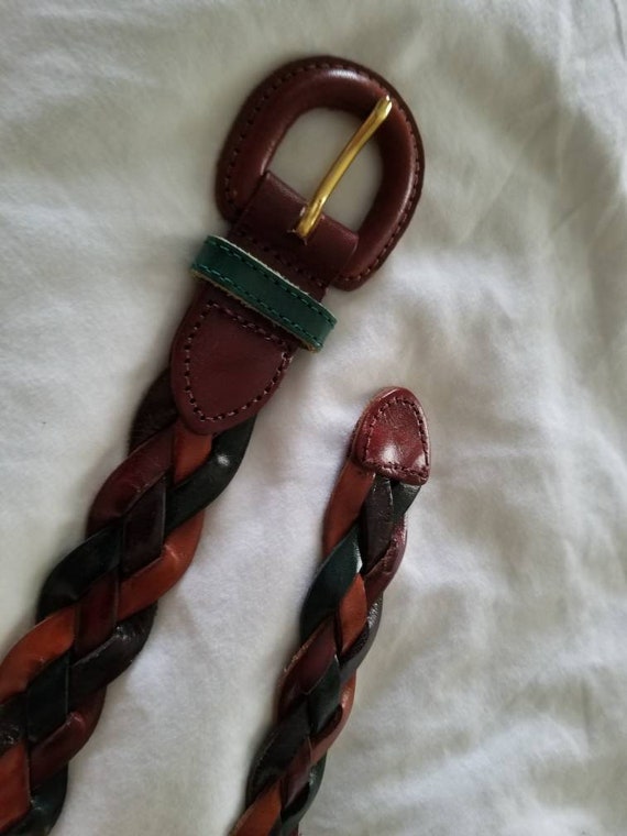 Sale Vintage braided belt genuine leather multi c… - image 5