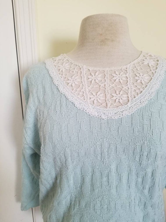 Sale Vintage Knit Lace Sweater / Women's Sweater … - image 4