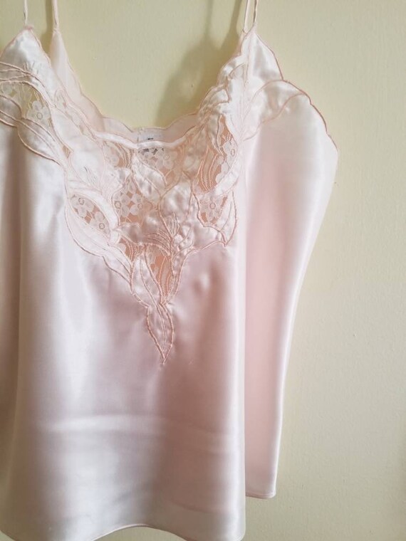 Vintage Pink Cutout Camisole / Camisole Slip / Lin
