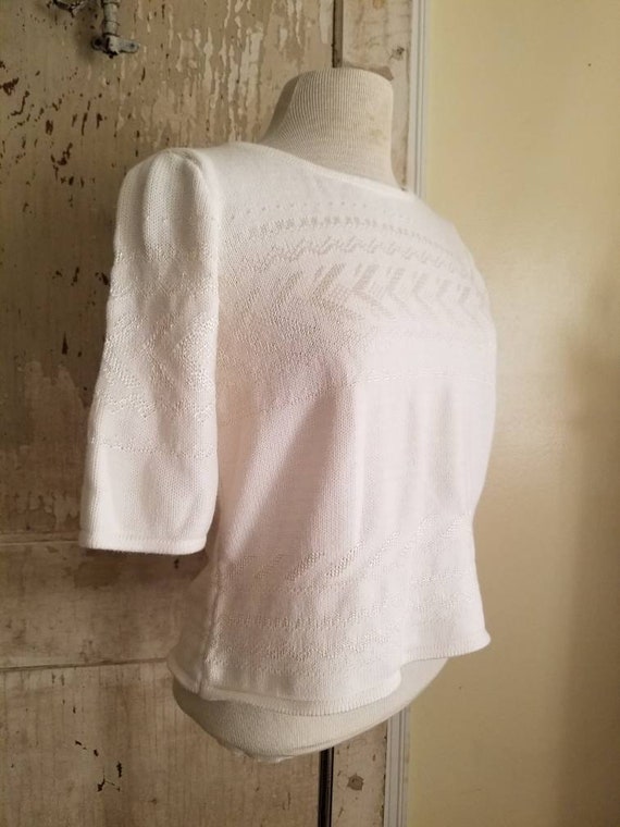 Sale Vintage white sweater Liz Claiborne large sh… - image 8