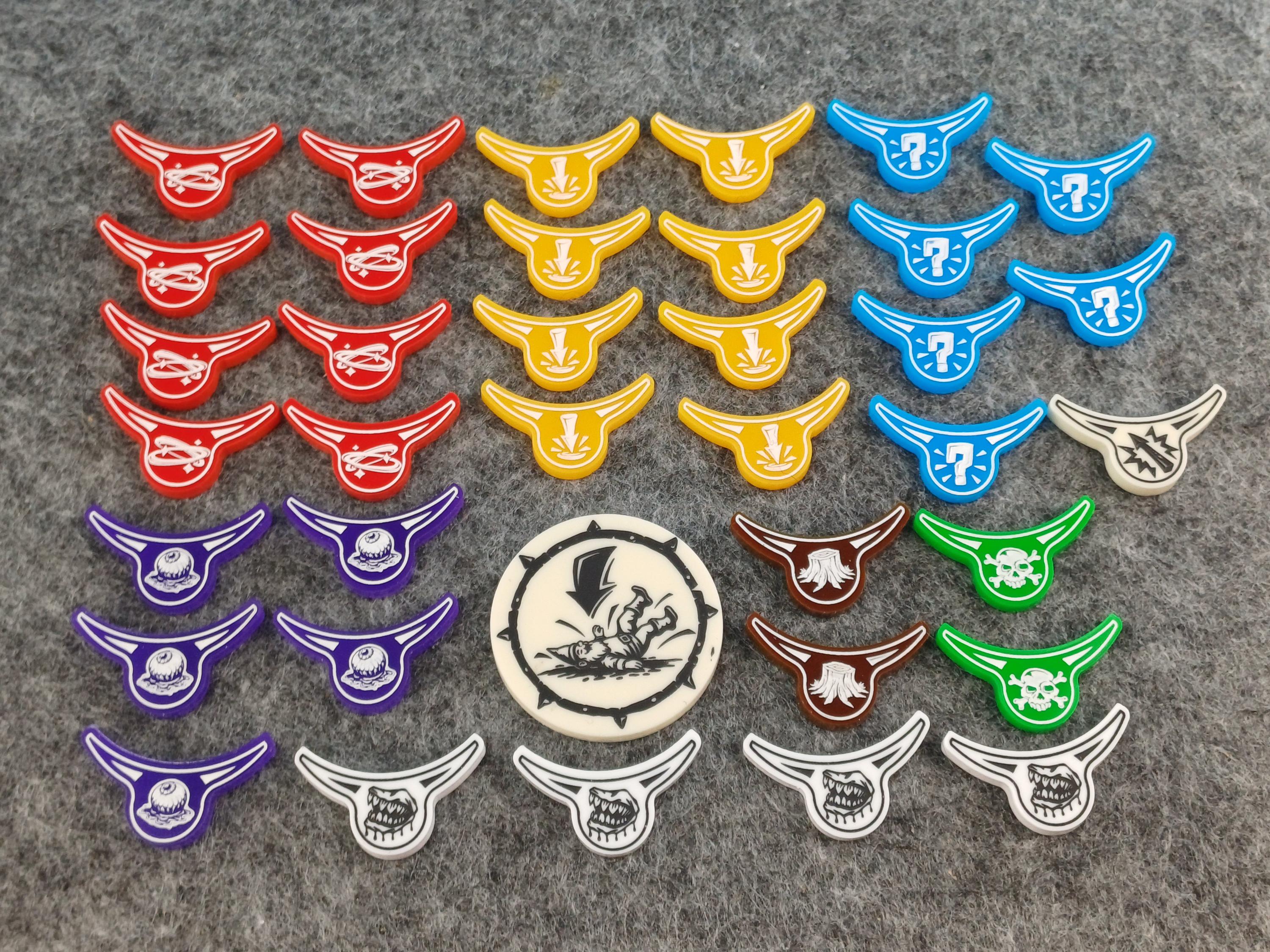 Blood Bowl Token Set - Acrylic Double-Sided Status Markers, Starter Action Tokens, Tabletop Football Game Accessory, Board game token,