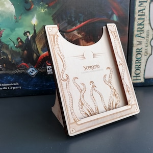 Arkham Horror LCG climatic set feel the Call of Cthulhu. Scenario card stand