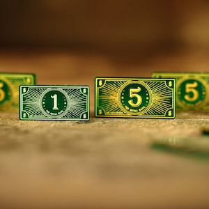 Coin tokens, Currency tokens, Money tokens, Resource tokens for board games