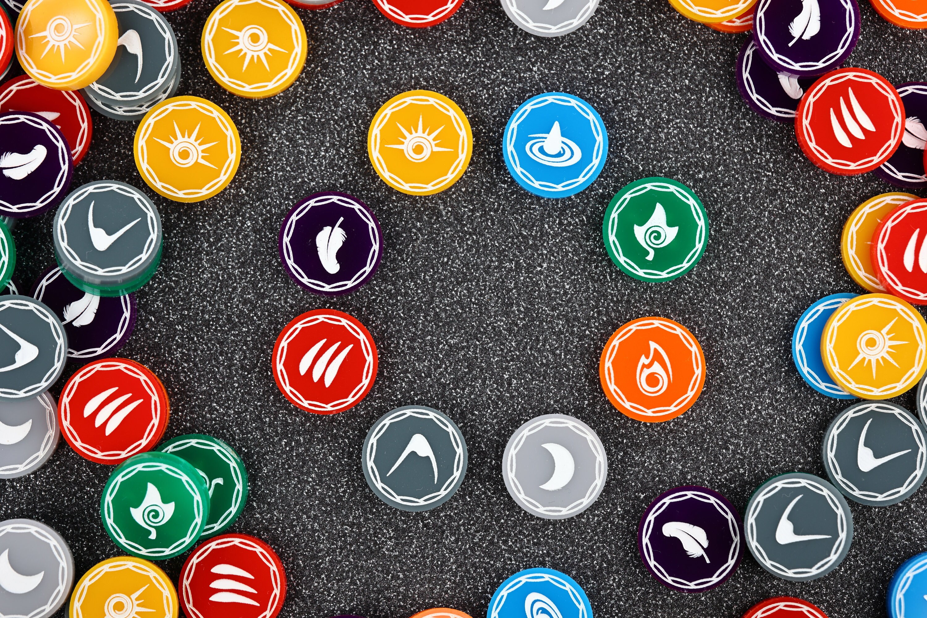 Spirit Island Elements Acrylic Token Upgrade Set | 64 Tokens