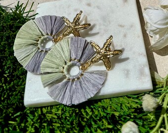 Brincos de estrela do mar banhados a ouro: brincos de praia estilo boho com strass