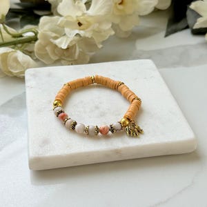 Rode aderjaspis boho-armband: klei- en rubberen schijfkralen