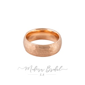 JORDAN: 8mm Hammered Tungsten Carbide Rose Gold * Unisex Band, Men&#39;s Ring, Women&#39;s Ring, Wedding Band, His and Hers,  Comfort Fit
