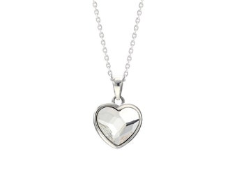 Collana cuore di cristallo scintillante • Ciondolo a cuore piccolo • Collana Swarovski • Acciaio inossidabile • Regalo di San Valentino fatto a mano