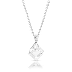 Sparkly Crystal Cube Necklace • Minimalist Necklace • Stainless Steel Chain • Cube Pendant • Handmade • Gift for Her