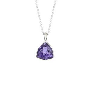 Tanzanite Necklace • Triangle Necklace • Sparkly Purple Necklace • Tanzanite Pendant • Stainless Steel • Handmade