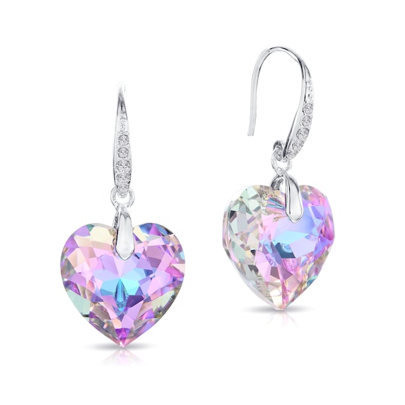 Heart Swarovski Pink Heart Crystal Earrings Valentine - Etsy | Swarovski  crystal dangle earrings, Heart earrings diy, Valentines jewelry