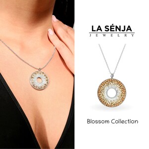 Golden Shadow Open Circle Necklace • Sparkly Crystal Pendant Necklace • Cluster Necklace • Handmade Gift for Women