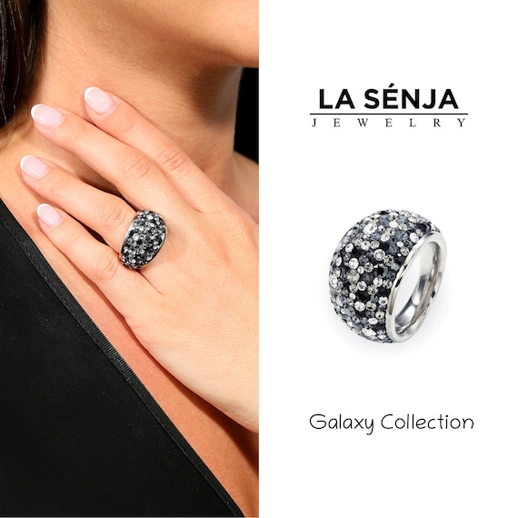 Swarovski Crystal Luna Rhodium Plated Cocktail Ring | REEDS Jewelers