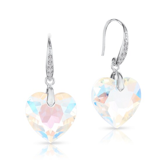 thumbnail image 2 of 925 Sterling Silver Crystal Heart & Pearl Stud Earrings - Women's Jewellery Gift 2 of 5