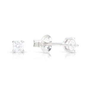 Round Cut CZ Earrings • Sterling Silver Stud Earrings • Minimalist Earrings • Solitaire Earrings • Diamond CZ Studs • Everyday Earrings