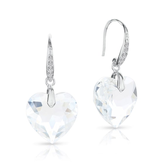 CRYSTAL HEART DANGLE EARRINGS CRYSTAL HEART DANGLE EARRINGS