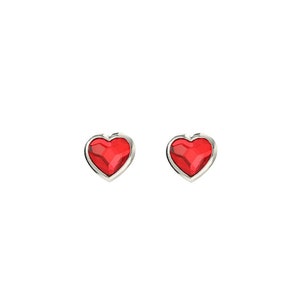 Red Heart Earrings • Red Crystal Heart Earrings • Red Heart Stud Earrings • Heart Shaped Earrings • Surgical Steel Earrings Studs