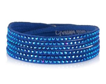 Blue Slake Armband • Verstellbares Multiwickelarmband • Glitzerndes Kristall-Armband • Doppelwickelarmband
