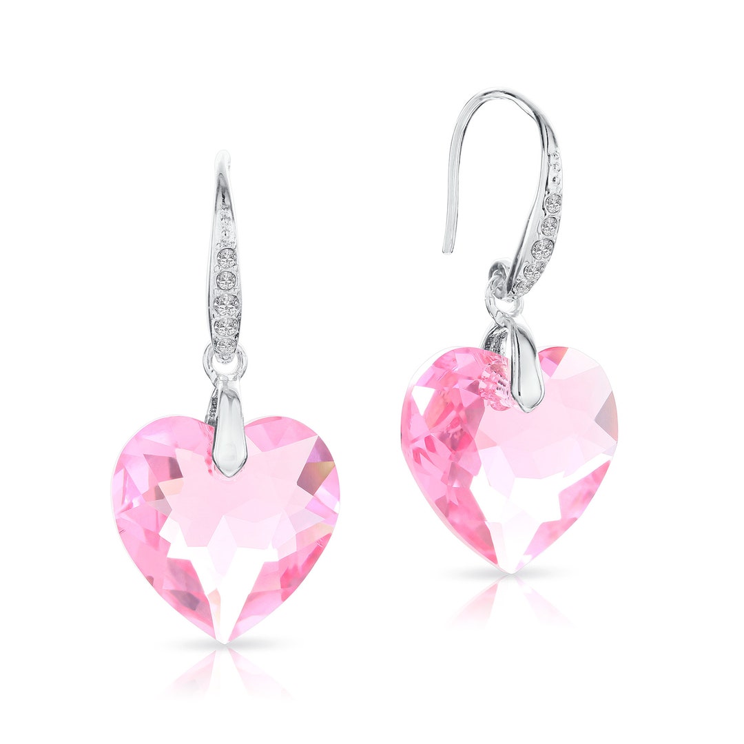 Metal Silver Heart-shaped crystal earrings for wome and girls at Rs  150/pair in Mumbai