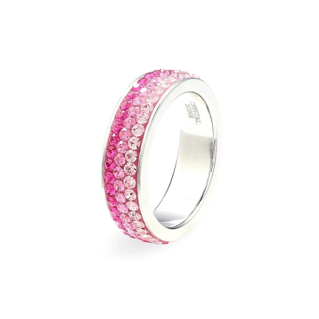 Pink Ring for Women • Sparkly Pink Crystal Ring Band • All Around Multi ...