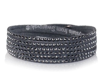 Graues Multi-Wickelarmband • Doppelwickelarmband • Multistrandarmband • Verstellbares Armband • Funkelndes Slake-Armband • Handgemacht