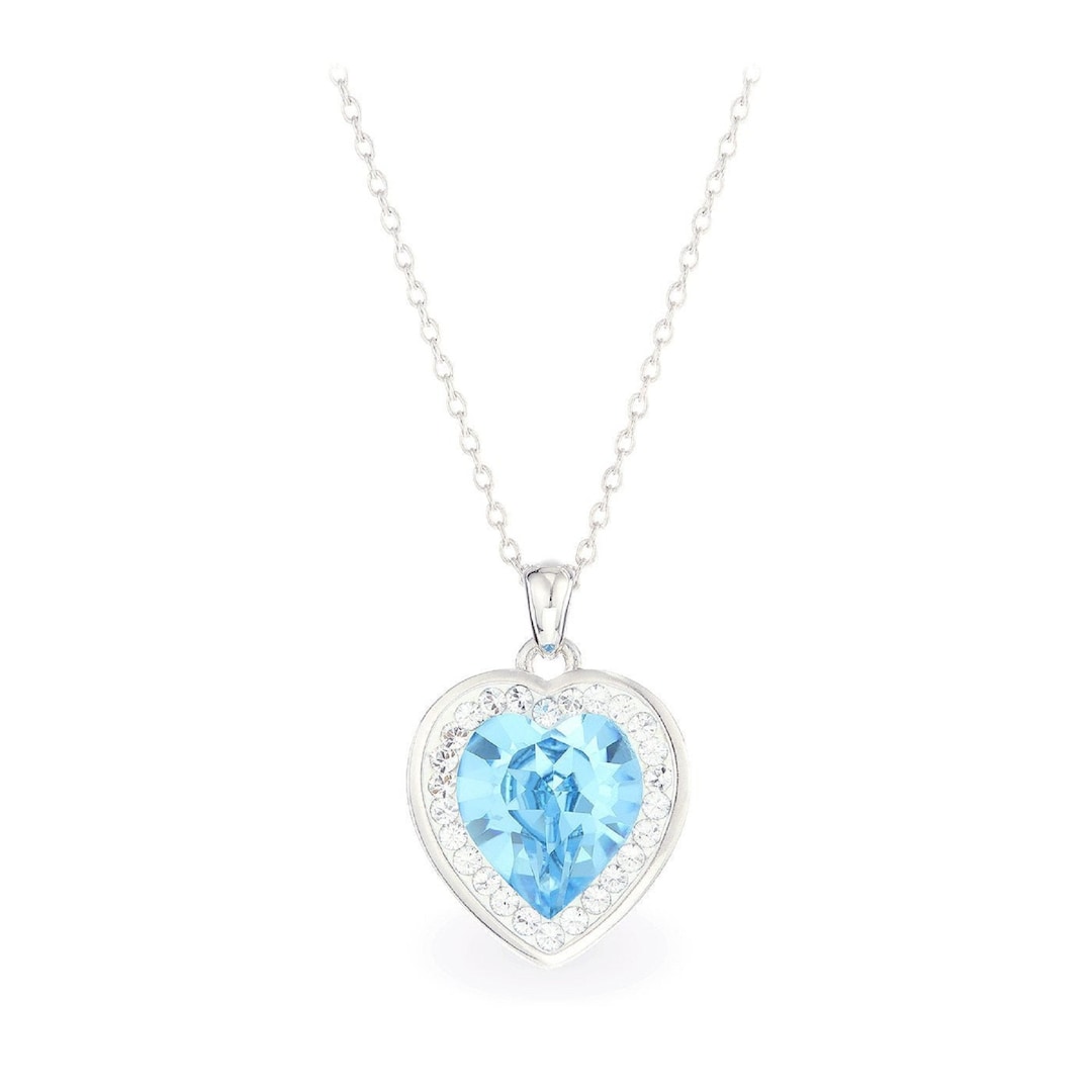 Aquamarine Heart Pendant Big Light Blue Heart Necklace - Etsy