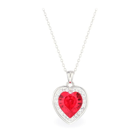 Light Siam Red Heart Necklace Swarovski Necklace Big - Etsy
