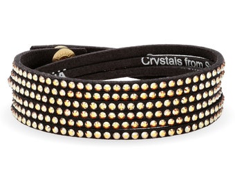 Swarovski Metallic Sunshine Crystal Bracelet • Sparkly Multistrand Bracelet • Black Multi Wrap Bracelet • Wrap Around Bracelet • Slake