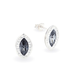 Sparkly Black Marquise Stud Earrings • Sterling Silver Marquise Earrings • Crystal Cluster Earrings • Handmade