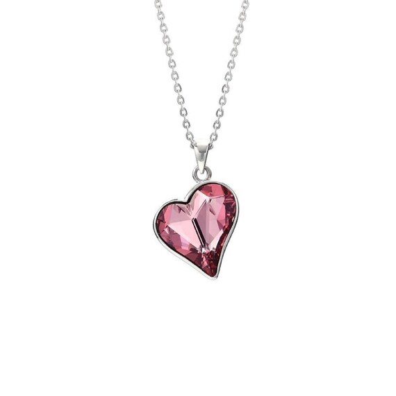 Pink Heart . Swarovski Crystal Necklace , V Necklace . Blush Rose Heart . Swarovski  Crystal . Light Rose . Pendant Necklace - Etsy
